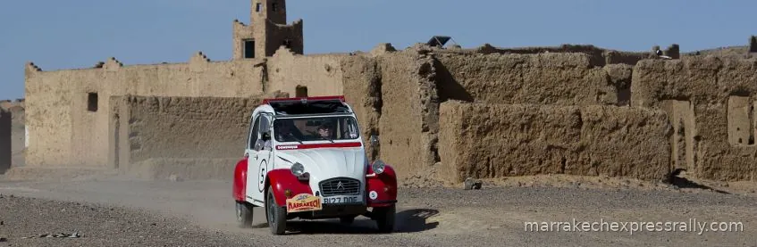 A Citroen 2CV in the Moroccan landscape